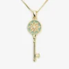 Key with Enamel Pendant with Box Chain in Rose
