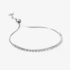 Half Tennis Bracelet with a Rope Chain in Sterling Silver