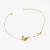 Link Bracelet with Butterfly Charms in Gold