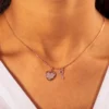 Pave Heart and Key Pendant Necklace