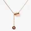 Stacked Halo Pendant Necklace in Rose